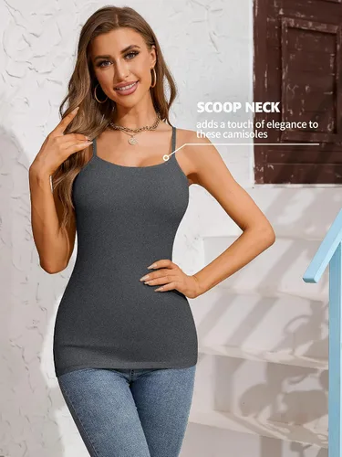 Miniatura 2 de Camisa Attraco de algodón, con tirantes estilo espagueti, con brasier incorporado, 2 paquetes, para mujer