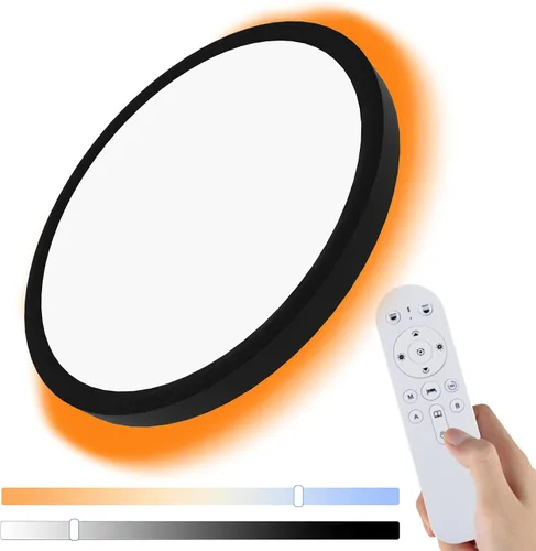Lámpara de techo LED regulable con control remoto, 24 W, 2640 lúmenes, 12 pulgadas, luz nocturna cálida de 2000 K y 3000 K-6500 K, moderna lámpara