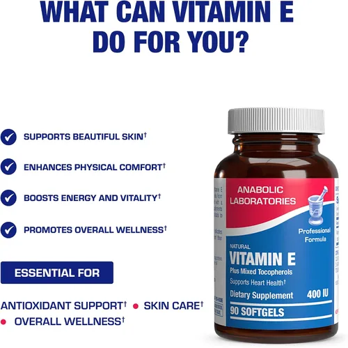 Miniatura 5 de Cápsulas blandas de vitamina E de 400 UI – Fórmula clínica Complejo de suplemento de vitamina E natural con tocoferol d-alfa y tocoferoles mixtos