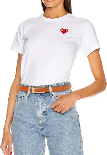 Miniatura 179 de Cinturón de cuero clásico con hebilla de metal para mujer con vestido de jeans