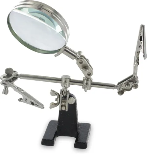 Miniatura 8 de RamPro soporte con lupa de mano y cuello flexible con luz LED + pinzas de cocodrilo, perfecto para soldar (baterías incluidas)