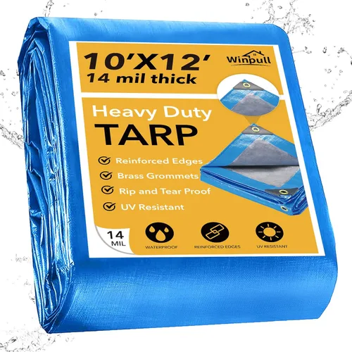 Miniatura 19 de Winpull Lona de 8 x 10 pies de 0.551 in. resistente al agua, lona de polietileno negro para exteriores, para equipos, leña, vehículos y refugio