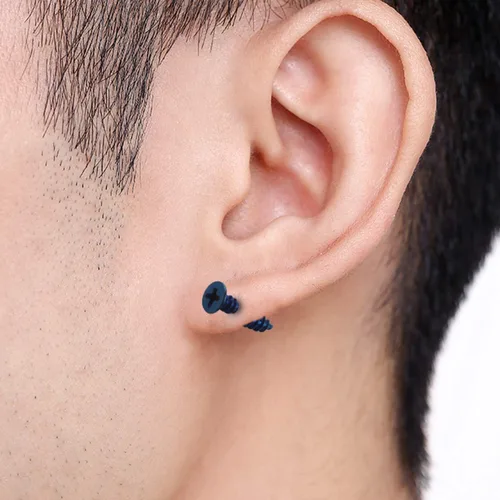 Miniatura 7 de BronaGrand 5 pares de aretes de aro unisex de acero inoxidable para hombre