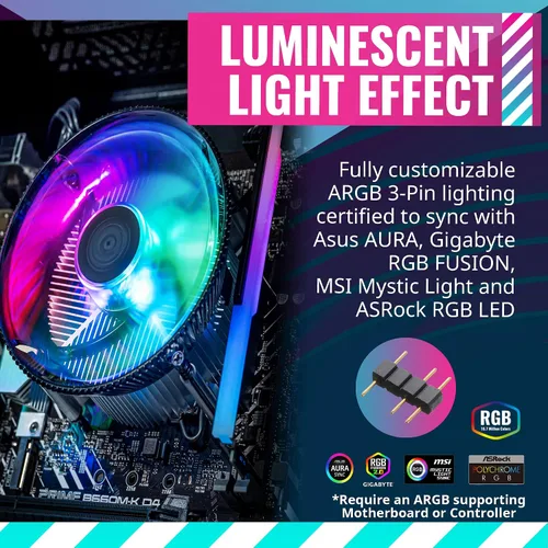 Miniatura 3 de Cooler Master Enfriador de aire i70 de bajo perfil para CPU, aletas de aluminio negro anodizado con ventilador de 120 PWM, base de inserción