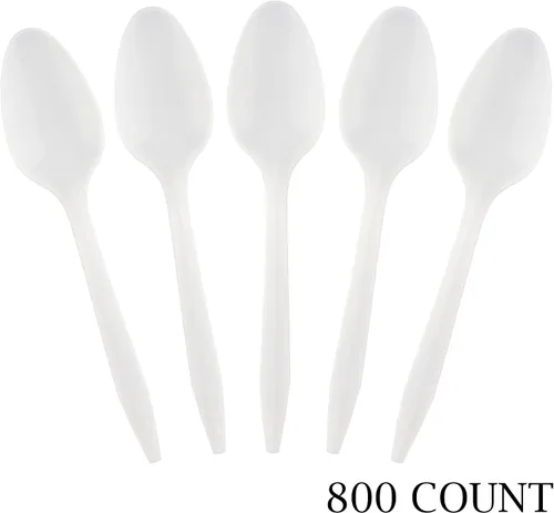 Miniatura 8 de Plasticpro Cubertería 800 cucharas de sopa de plástico desechables blancas de peso medio