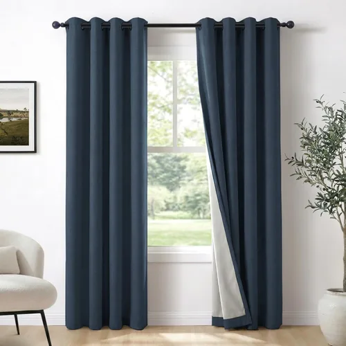 Miniatura 28 de 100% Blackout Shield Cortinas opacas de lino para dormitorio de 45 pulgadas de largo, cortinas beige con ojales para sala de estar, cortinas