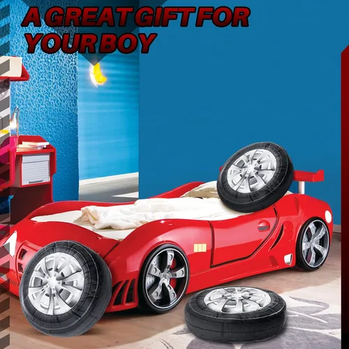 Miniatura 5 de Meooeck 1 pieza 39.9 cm de simulación 3D, almohada de felpa en forma de rueda para coche, gran almohada de neumático suave y voluminosa, almohada