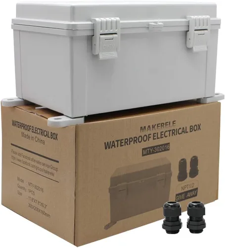 Miniatura 11 de MAKERELE - Caja de conexiones exterior pequeña impermeable para exterior con cerradura y soporte de pared 5.9" x 3.9" x 2.8" (150x100x70mm) con tapa