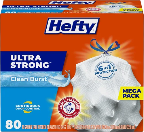 Miniatura 10 de Hefty Bolsas de basura ultra fuertes de 20 galones, bolsas de basura XL altas de 20 galones, cierre de cordón, control continuo de olores, aroma