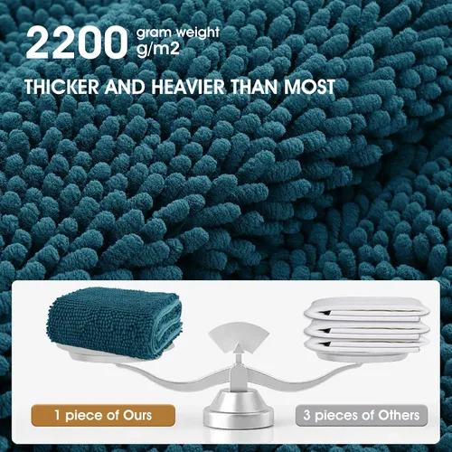 Miniatura 9 de IM HOME Alfombra absorbente de chenilla para puerta exterior de 48" x 30", tapetes para puertas fangosas lavables para perros, alfombra Azul Teal