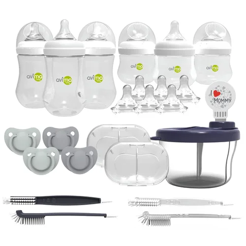 Miniatura 8 de Avima Kit de inicio de biberones de cuello ancho para bebé, juego de 12 piezas, juego de alimentación anticólicos con biberones de 4 onzas y 9
