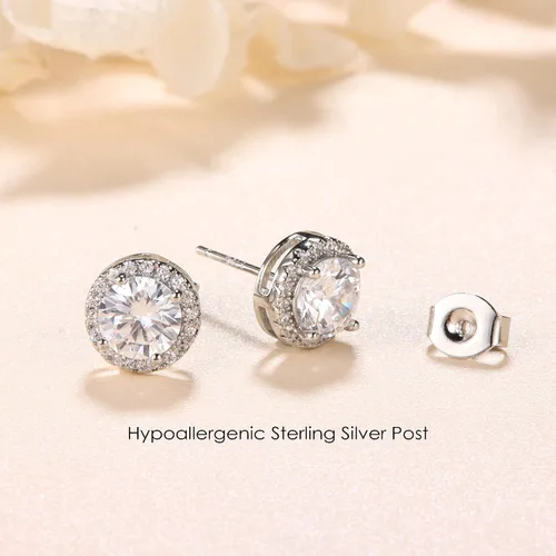 Miniatura 5 de MILACOLATO Aretes tipo dormilona de circonita cúbica para mujeres y hombres, chapados en oro de 18 quilates, aretes de plata de ley hipoalergénica