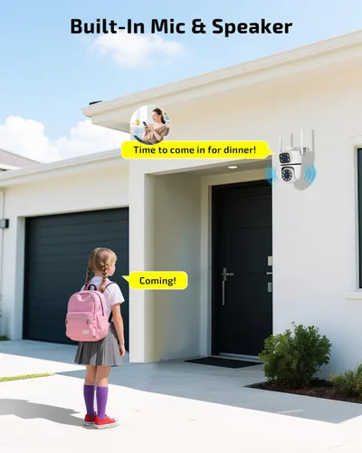 Miniatura 6 de OHWOAI Cámara de seguridad al aire libre inalámbrica de doble vista, cámaras de vigilancia 2.4G/5G WiFi PTZ con visión nocturna a