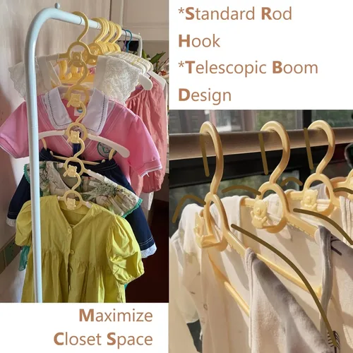 Miniatura 6 de HGYZE Perchas para armario de bebé, ultrafinas, antideslizantes y extensibles, para ropa de recién nacidos, 20 piezas de regalo amarillo, percha 20