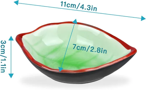 Miniatura 2 de Paquete de 4 cuencos de charcutería, tazón pequeño en forma de hoja, cuencos de cerámica resistentes a las grietas para sushi, condimentos
