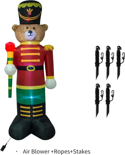 Miniatura 8 de Ycolnaefllr Cascanueces Soldado Inflable de Navidad de 8 Pies con Luz LED Decoración Iluminada para Exteriores Fiestas Navideñas Decoración Inflable