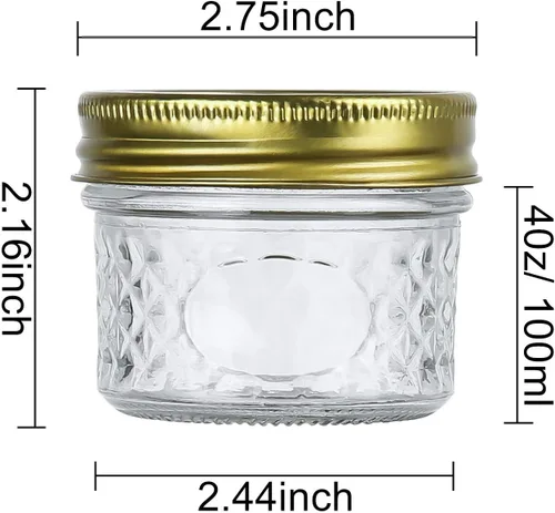 Miniatura 2 de Tarros de vidrio de 4 onzas con tapas y bandas, pequeños frascos de conservas para caviar, hierbas, gelatina, mermeladas, mini tarros de boca ancha