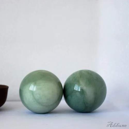 Miniatura 5 de Bolas de baoding verde oscuro mármol chino salud ejercicio masaje bolas aliviar el estrés ejercicio de la mano relajarse dedos regalo