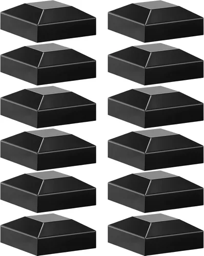 Miniatura 7 de Dunzy 6 tapas de aluminio para postes de valla, tapas negras, cubierta de poste de ajuste a presión para buzón, metal, madera, plástico, vinilo