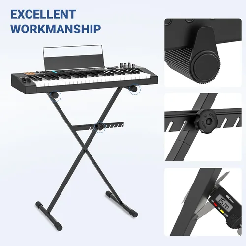 Miniatura 3 de GLEAM Soporte para teclado - Soporte para piano digital, estilo X individual, negro (capacidad: 100 lb)