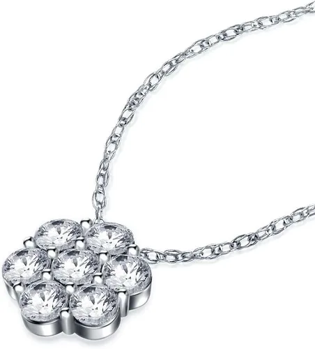 Miniatura 2 de RINGJEWEL VVS1 Colgante redondo de moissanita plateado para mujer