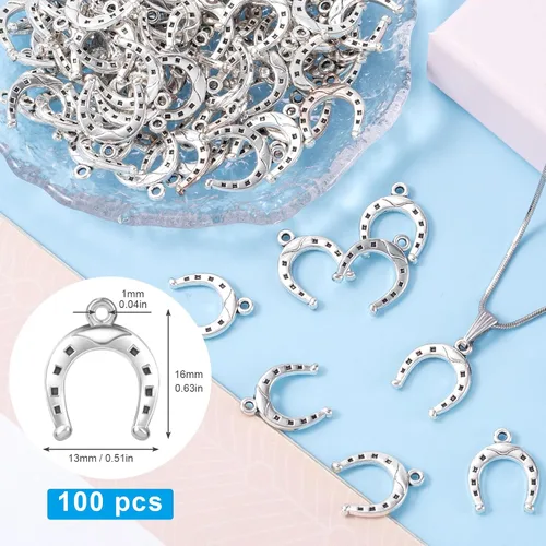 Miniatura 2 de Joez Wonderful Dije de herradura de metal, colgantes para encontrar pulseras, collares, aretes, llavero, manualidades, fabricación de joyas