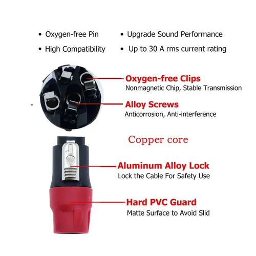 Miniatura 3 de Conectores de cable para altavoz de escenario, conector de cable adaptador de speakon, 4 polos, 4 pines, bloqueo de torsión, amplificador de corona