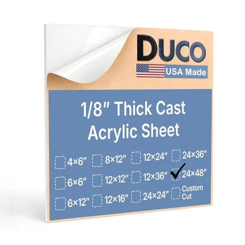 Miniatura 77 de Duco - Hoja de acrílico fundido transparente hecha en Estados Unidos, 1/8 de pulgada de grosor, 12 x 12 pulgadas, 1 paquete de láminas de plexiglás