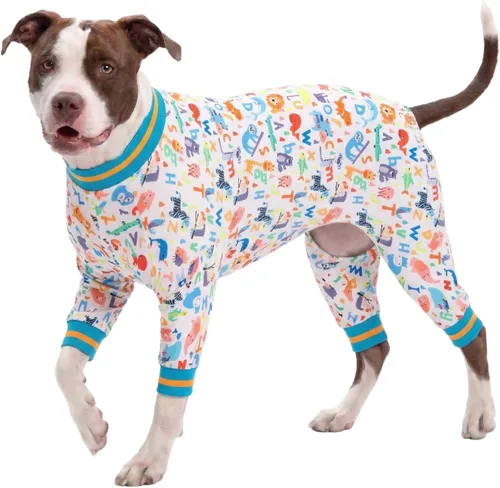 Miniatura 7 de LovinPet Trajes para perros XL y grandes, camiseta interior para perros grandes, tela elástica ligera, estampado abstracto de dinosaurio, camiseta