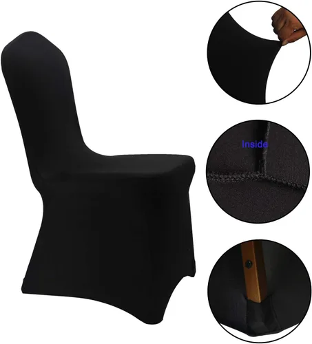 Miniatura 3 de WELMATCH - Fundas elásticas para sillas de elastano negro, 12 fundas elásticas para sillas de boda, fiesta, comedor, buceo (negro, 12)
