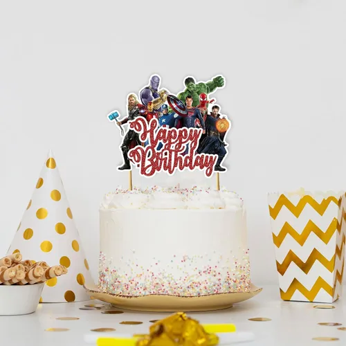 Miniatura 5 de Decoración para pastel de feliz cumpleaños de superhéroe, decoración de fiesta temática de cómics, perfecta para celebraciones de hombres y adultos