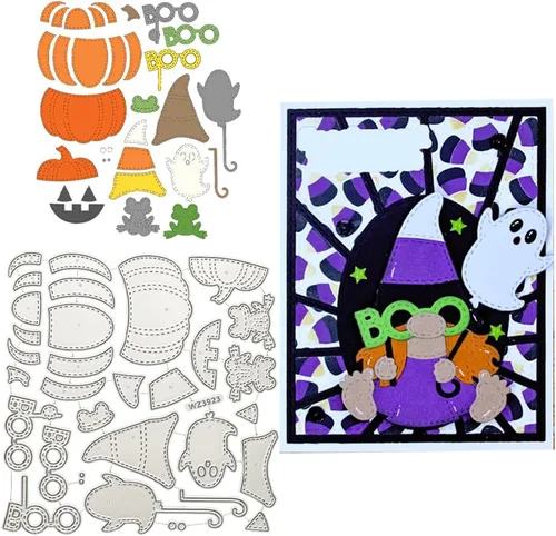 Miniatura 12 de Troqueles de corte para barbacoa, parrilla, calabaza, gnomo, cabina, accesorios troquelados para bricolaje, Día del Padre y Halloween, para hacer