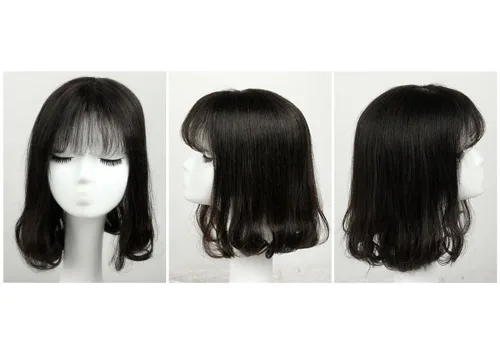 Miniatura 2 de Remeehi Extensiones de cabello humano real ondulado con base de seda de 5 x 6.6 pulgadas para mujer (estilo C)