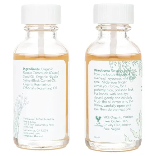 Miniatura 8 de Sea El Castor - Suero orgánico de ricino para pestañas y cejas, aceite de romero y aceite de semilla negra, acondicionador para el cabello, pestañas