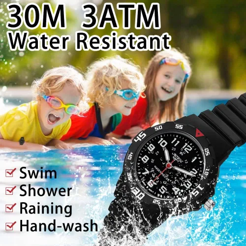 Miniatura 3 de Reloj analógico para niños, resistente al agua, para enseñar el tiempo, para niños y niñas, correa suave para aprender