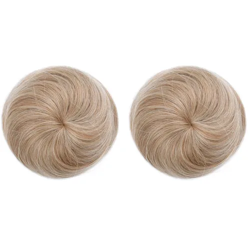 Miniatura 16 de Moños para el cabello, 2 unidades, color marrón, moño falso, para el lugar de trabajo, nupcial, boda, pelo updo para mujeres y abuelas