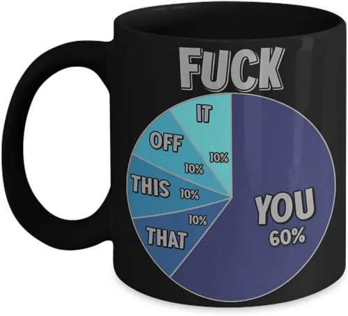 Fuck You It Off This That Hilarous Pie Chart Taza divertida para hombres, 11 o 15 onzas, taza de café de cerámica sarcástica blanca o negra, Blanco