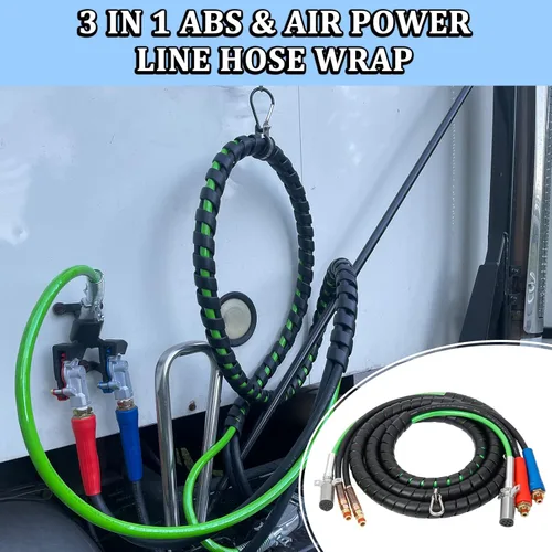 Miniatura 7 de Kit de manguera de aire ABS y energía 3 en 1 de 15 pies, envuelve línea eléctrica de 7 vías líneas de aire de goma para remolque de tractor semi