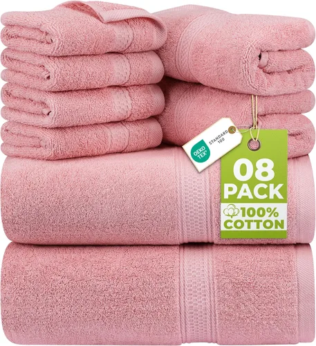 Miniatura 40 de Utopia Towels - Juego de toallas de 8 piezas, 2 toallas de baño, 2 toallas de mano y 4 para la cara, 100% algodón hilado en anillo, 600 GSM, Beige
