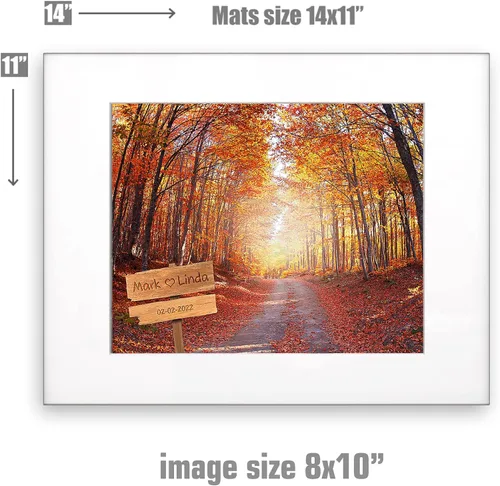 Miniatura 6 de Autumn Path - Lienzo personalizado o impresión fotográfica y obra de arte enmarcada con nombres de pareja, fecha especial en impresiones, gran