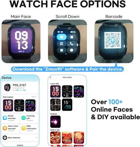 Miniatura 4 de Reloj inteligente de 1.85 pulgadas con pantalla grande para hombres y mujeres, Bluetooth 5.4 con función de llamada, podómetro, reloj deportivo