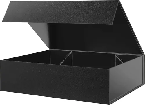 Miniatura 49 de BLK&WH Caja de regalo de 9 x 6.5 x 3.8 pulgadas, caja de regalo negra, caja de padrino, caja plegable con tapa de cierre magnético para embalaje