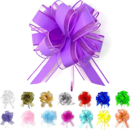 Miniatura 19 de Allgala - Lazos de 6 pulgadas, diseño de lunares, color morado (12 unidades)