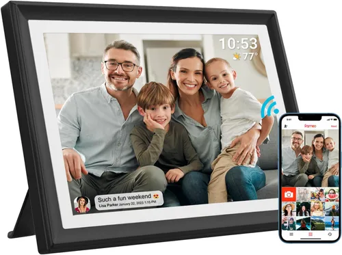 Miniatura 13 de Marco de fotos digital WiFi inteligente de 32 GB de 10.1 pulgadas, pantalla táctil LCD IPS de 1280 x 800, rotación automática vertical y paisaje