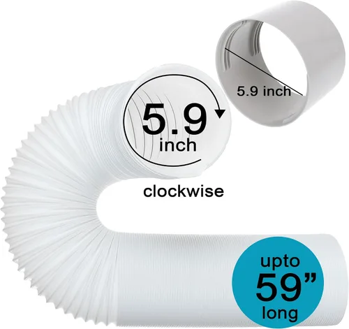 Miniatura 2 de Manguera de ventilación de escape de aire acondicionado, 5.9 pulgadas de diámetro, 59 pulgadas de longitud, ventilación de aire universal