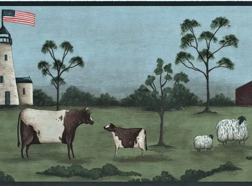 Miniatura 12 de CONCORD WALLCOVERINGS ™ Papel Pintado Borde País Patrón Adornos Geométricos Para Casa Rural Sala De Estar, Beige Borgoña Azul, 15 pies Por 7 in
