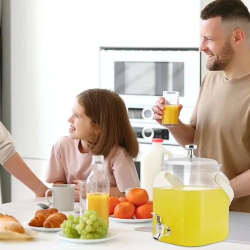 Miniatura 8 de Dispensador de bebidas de 1 galón, dispensador de jugos a prueba de fugas, dispensador de limonada de plástico sellado con tapas antioxidantes