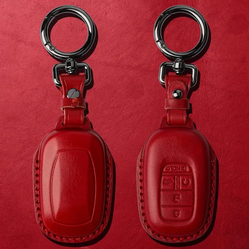 Miniatura 3 de Tukellen Funda de cuero para llavero Honda, con llavero compatible con Passport Accord Civic HR-V CR-V Pilot 2022, 2023, 2024, 2025, 2026, llave Rojo