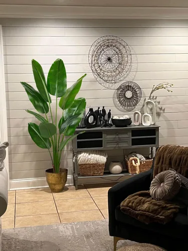 Miniatura 3 de Aveyas Árbol Artificial Ave del Paraíso de 6 pies para Decoración del Hogar, Planta de Piso Falsa de 6 Pies, Árbol Tropical Falso de Hoja de Plátano