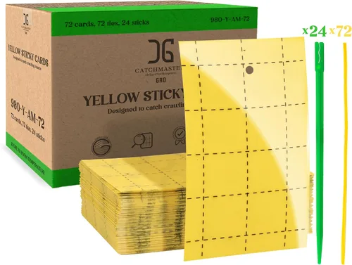 Miniatura 9 de Catchmaster GRO - Trampas adhesivas regulares de doble cara amarillas, paquete de 36 unidades, trampa adhesiva para insectos y moscas de la fruta